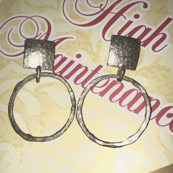 Vintage Hammered Silver Earrings Textured AWESOME - Picture 6 of 8